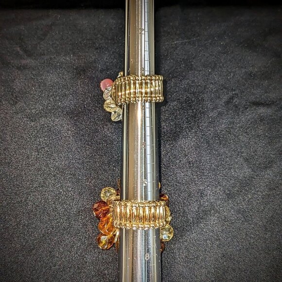 Beaded Pair of Rings- Earthy Tone & Pink Gold Black and White Beads - Picture 7 of 8